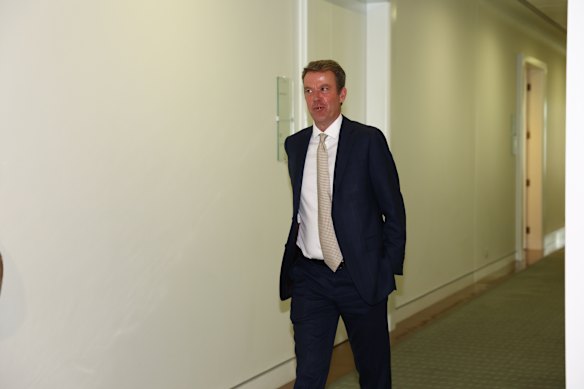 Dan Tehan leaves after his bid to become deputy leader failed.