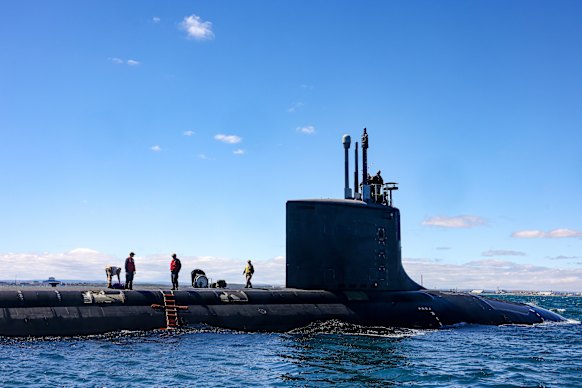 The USS Minnesota, a Virginia-class submarine, off the coast of Western Australia last year.