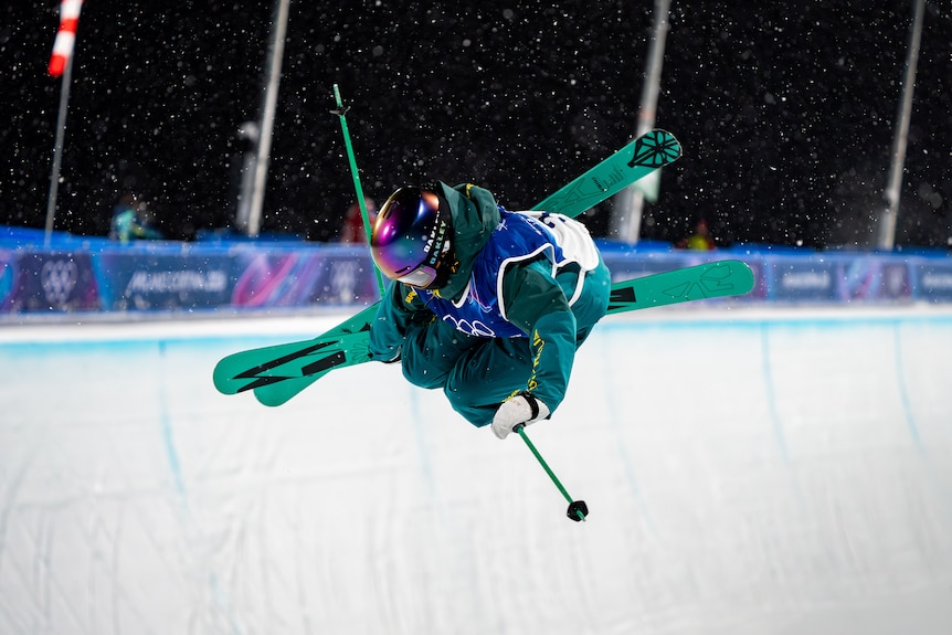 Indra Brown crosses her skis