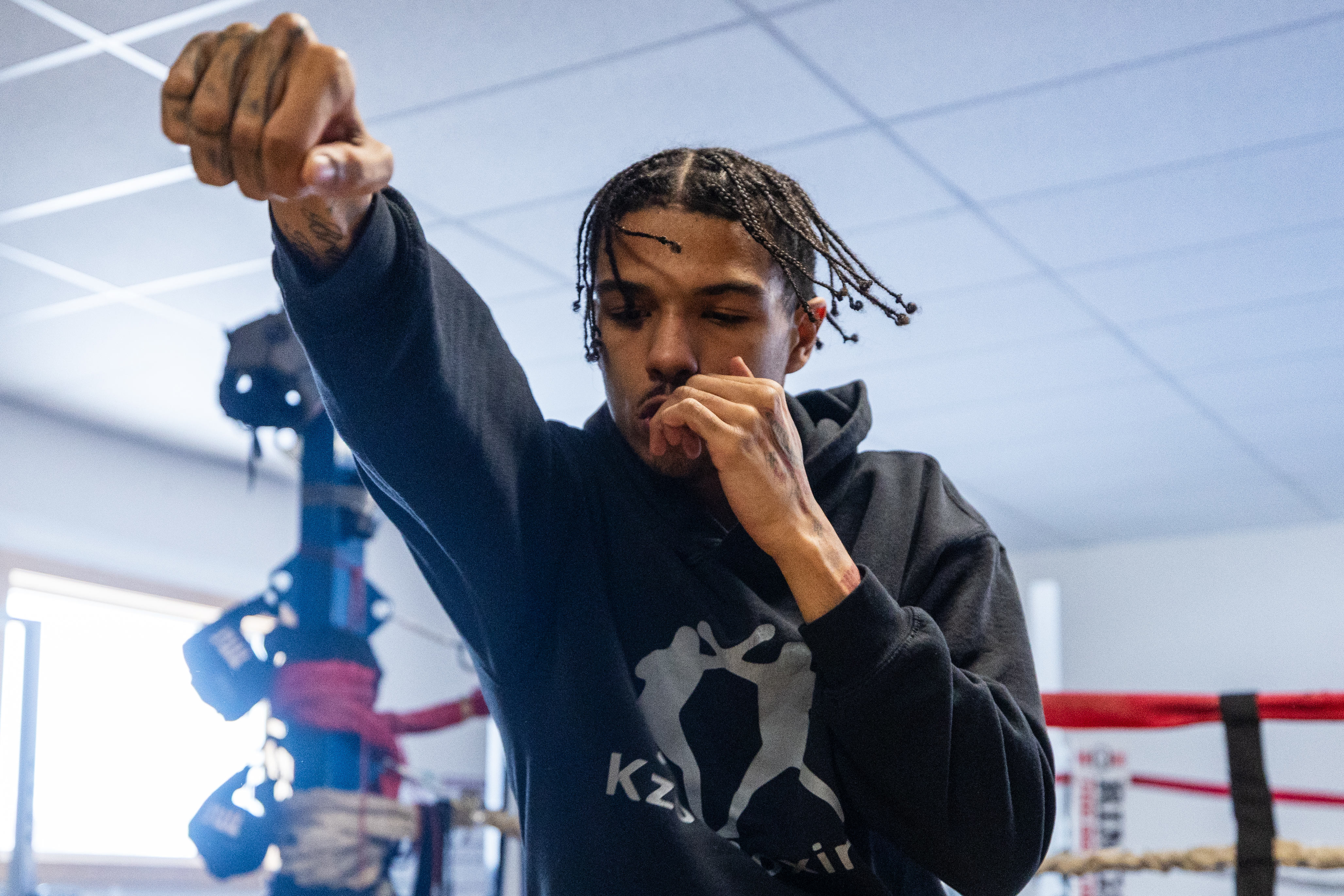 Evan Jackson, 19, of Kalamazoo, trains for the USA Boxing International Open at Kzoo Boxing on Tuesday, Feb. 3, 2026. , The Open, which is expected to draw elite amateur talent and emerging future stars to Colorado, is Jackson’s biggest challenge yet.