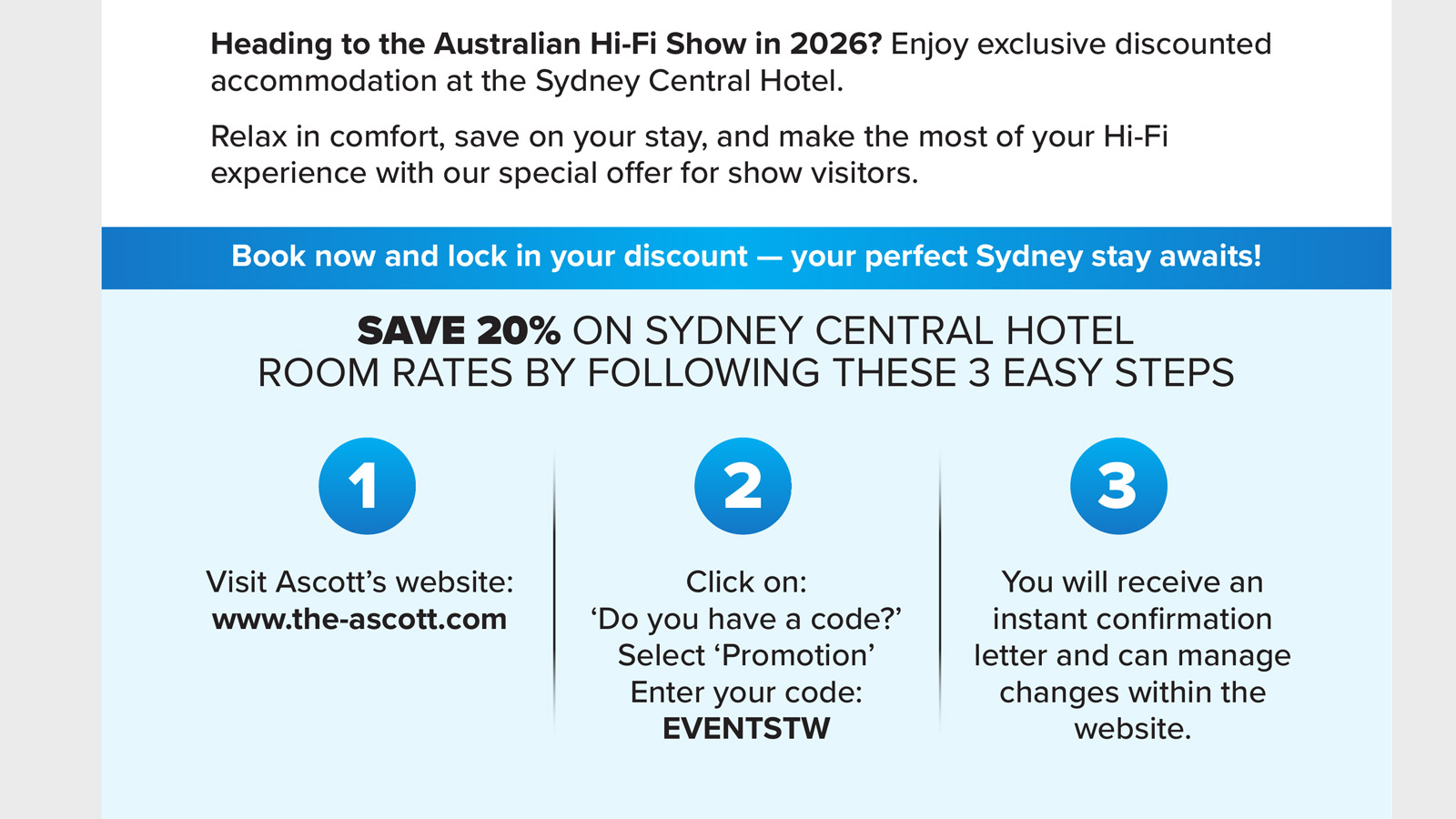 Australian Hi-Fi Show hotel offer