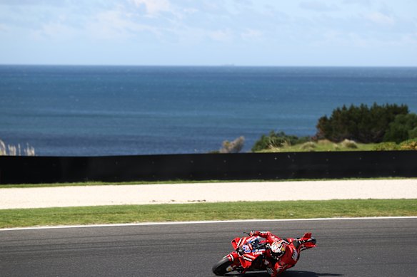 Jack Miller rides his Ducati during free practice at Phillip Island.