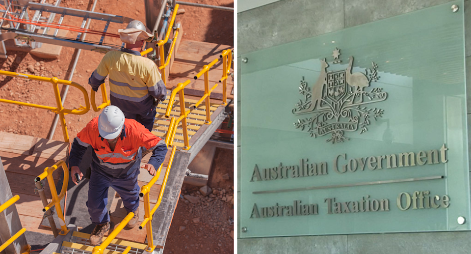 Mining worker stock images and ATO sign