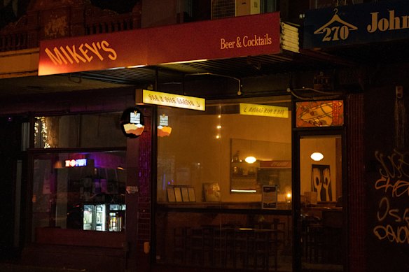 Mikey’s features a martini stained-glass window (right).