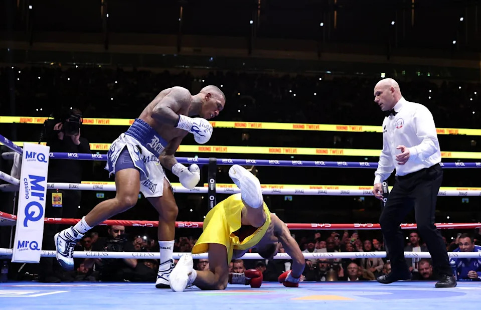 Conor Benn (left) floored Chris Eubank Jr in November, en route to avenging a loss against his rival (Getty Images)