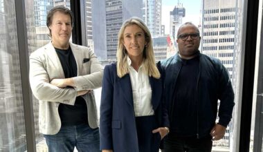 A photograph of V2 AI's, from left to right, Michael Ewald, Hannah Williams, and Peter Burns.