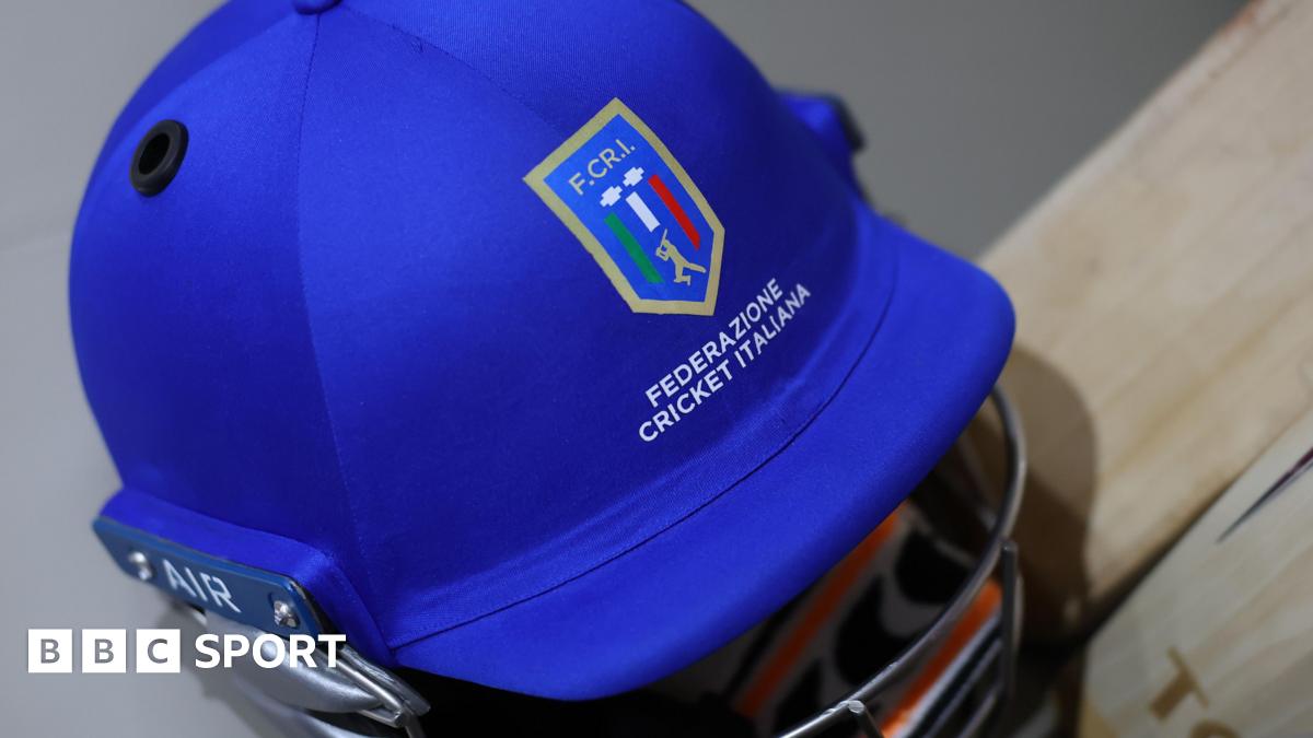 Italy cricket helmet in the dressing rooms during the T20 World Cup