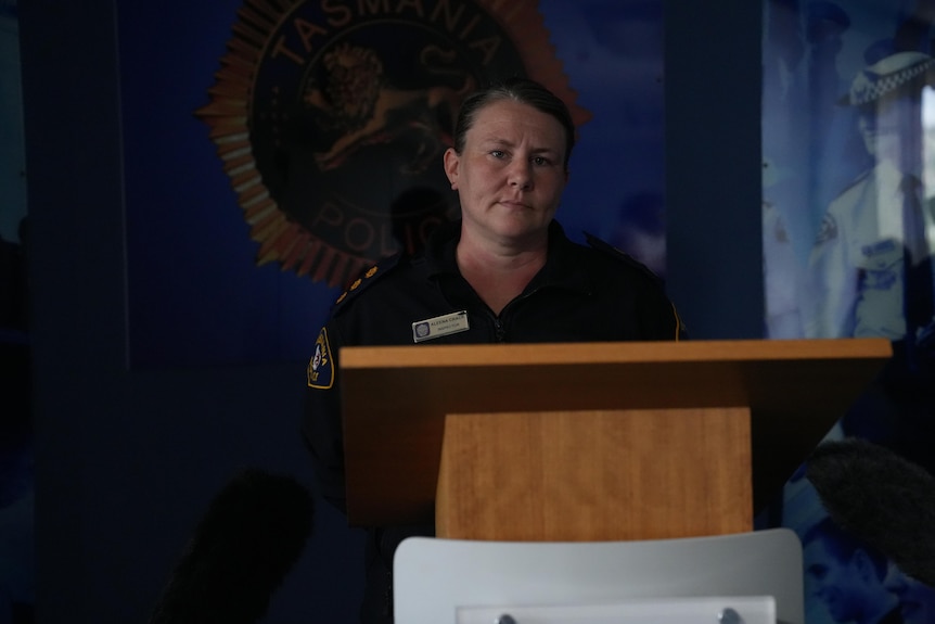 Aleena Crack giving a press conference.