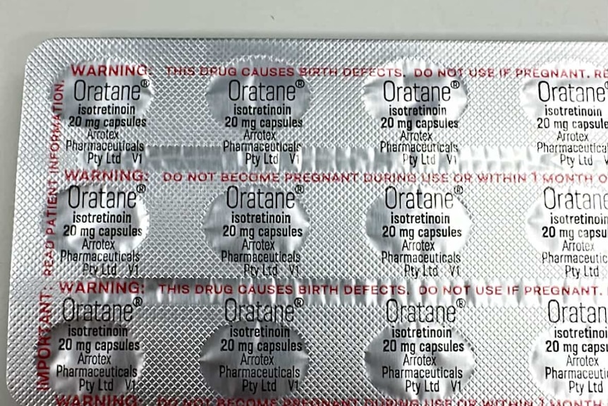 Close up of roaccutane packaging.