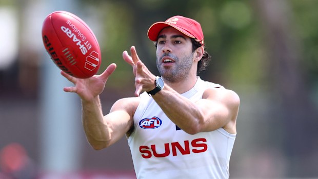 Christian Petracca during a Gold Coast Suns AFL training session.