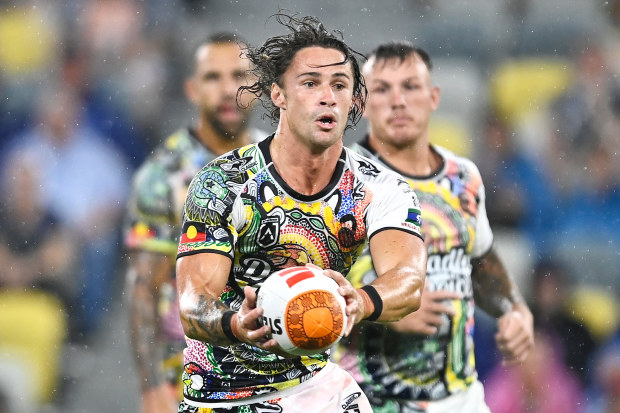 TOWNSVILLE, AUSTRALIA - FEBRUARY 16: during the NRL All-Stars match between Men's Australia Indigenous All Stars and Aotearoa NZ Men's Maori Tane at Queensland Country Bank Stadium on February 16, 2024 in Townsville, Australia. (Photo by Ian Hitchcock/Getty Images)