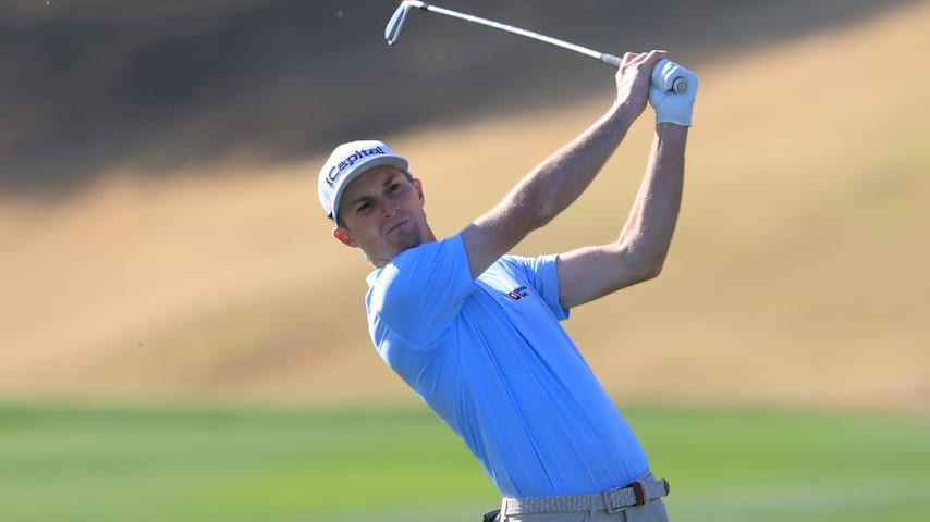 Will Zalatoris of the United States plays a shot on the 11th hole during the third round of The American Express 2026 at Nicklaus Tournament Course on January 24, 2026 in La Quinta, California. (Jed Jacobsohn/Getty Images)
