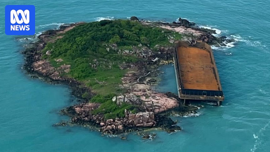 'Massive' Indonesian ghost barge washes up on tiny Torres Strait island