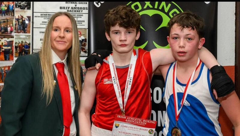 Cork Boxing: CCBB treasurer Nicola Murphy with Cian Tangney, Midleton, and  Jerry Williamson, Dunmanway, at the County Championships.