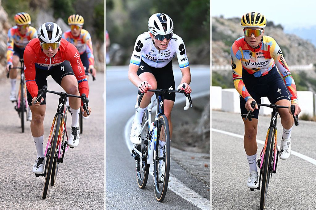 Lorena Wiebes (SD Worx-Protime), Demi Vollering (FDJ United-SUEZ) and Lotte Kopecky (SD Worx-Protime)