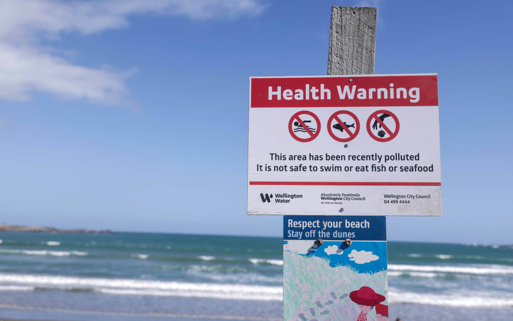 Untreated water is leaking onto the capital's south coast beaches due to the Moa Point Treatment Plant flooding and being turned off from early this morning.