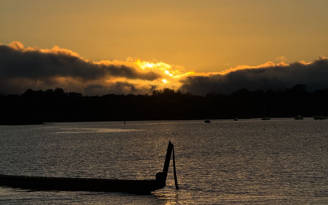 A sunrise sets over Te Tii beach as Waitangi commemorations commence. (Waitangi 2026)
