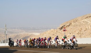 JEBEL HAFEET, UNITED ARAB EMIRATES - FEBRUARY 08: A general view of Silvia Persico of Italy, Elisa Longo Borghini of Italy and UAE Team ADQ, Mavi Garcia of Spain, Monica Trinca Colonel of Italy and Team Liv AlUla Jayco, Antonia Niedermaier of Germany and CANYON//SRAM zondacrypto, Cedrine Kerbaol of France and Team EF Education-Oatly, Juliette Labous of France and Team FDJ - SUEZ, Kimberley Le Court Pienaar of Mauritius and AG Insurance - Soudal Team, Pauline Ferrand-Prevot of France and Team Visma
