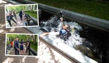 Angus Taylor: News Corp photographer falls into water feature while taking pictures of new Liberal Leader