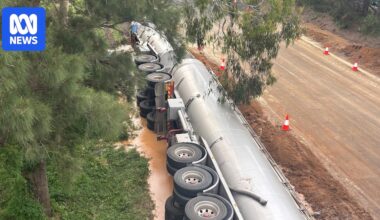 M1 reopened after truck carrying 10,000 litres of molasses crashes