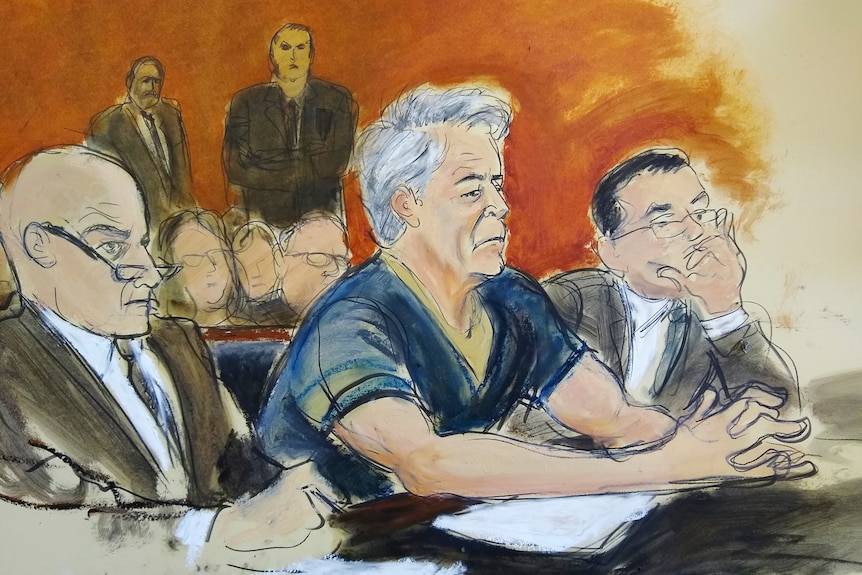 Jeffrey Epstein in a court dock. 