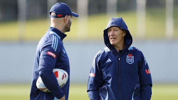 Craig Bellamy looks on during a Blues training session at the NSWRL Centre of Excellence in June.