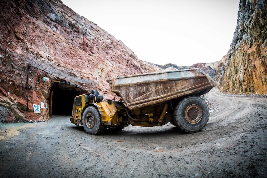 Haul truck in mine