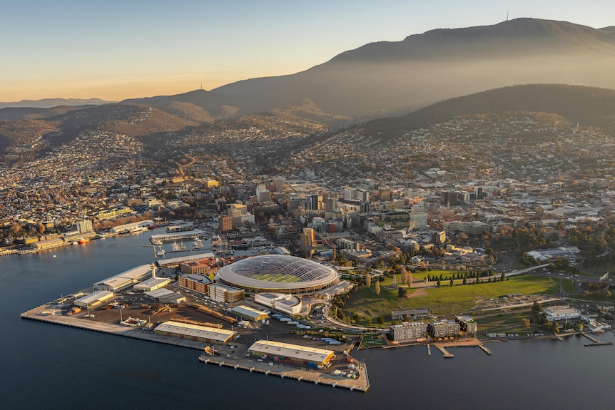 Macquarie Point render, Stadium Aerial