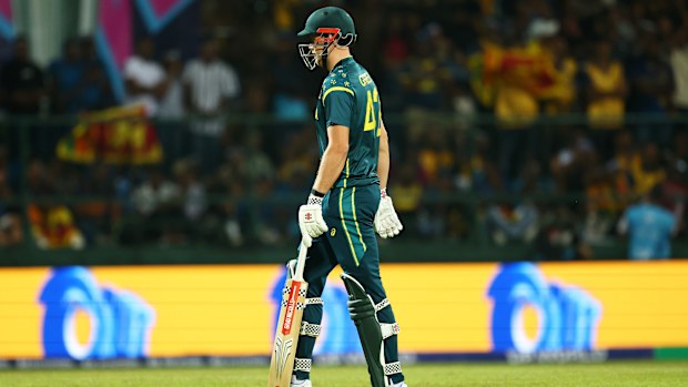 Cameron Green of Australia walks off after being dismissed.