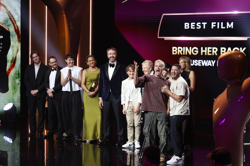 The Bring Her Back cast and crew accept their AACTA award for Best Film.