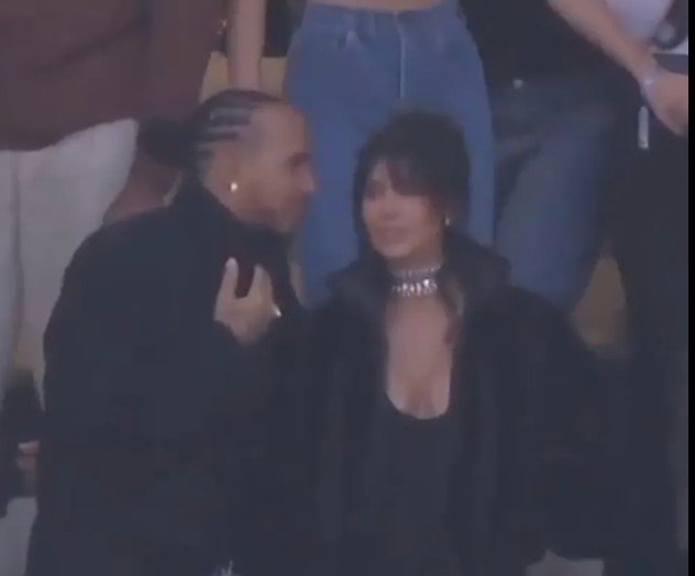 Lewis Hamilton and Kim Kardashian at Levi Stadium.