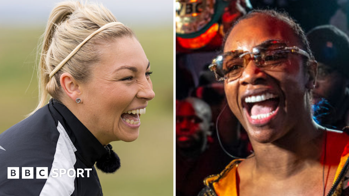 Lauren Price and Claressa Shields both laughing side by side