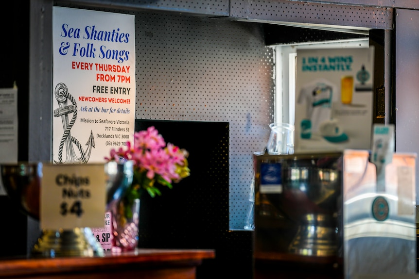 A poster advertising a sea shanties and folk songs event.
