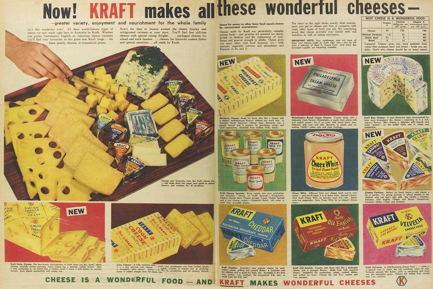 An old-fashioned magazine advertisement about cheese.