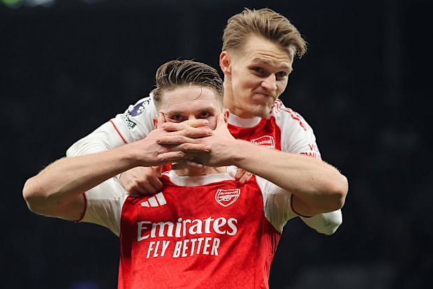 Viktor Gyokeres of Arsenal celebrates after scoring their side's fourth goal.