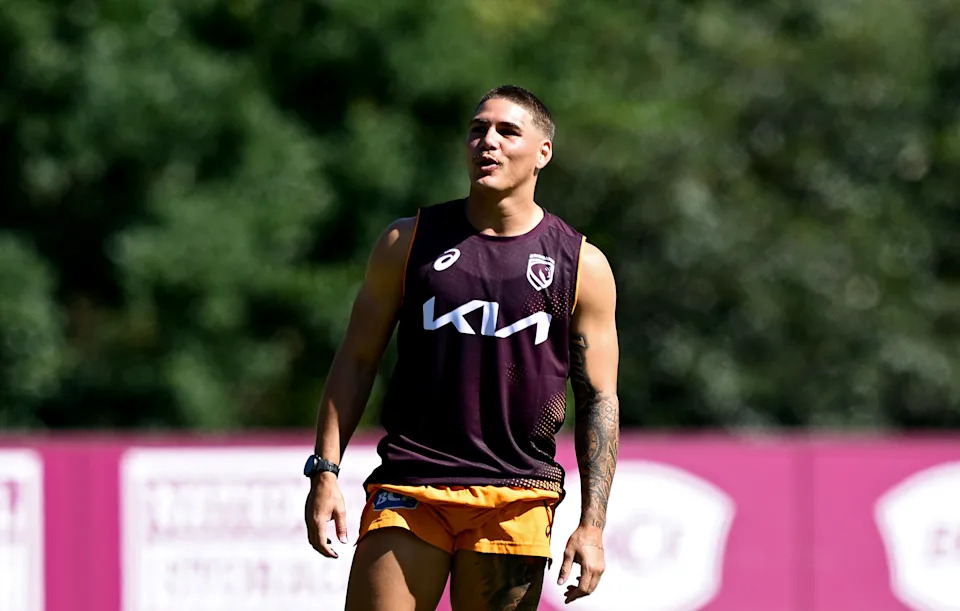Reece Walsh during a Brisbane Broncos training session.