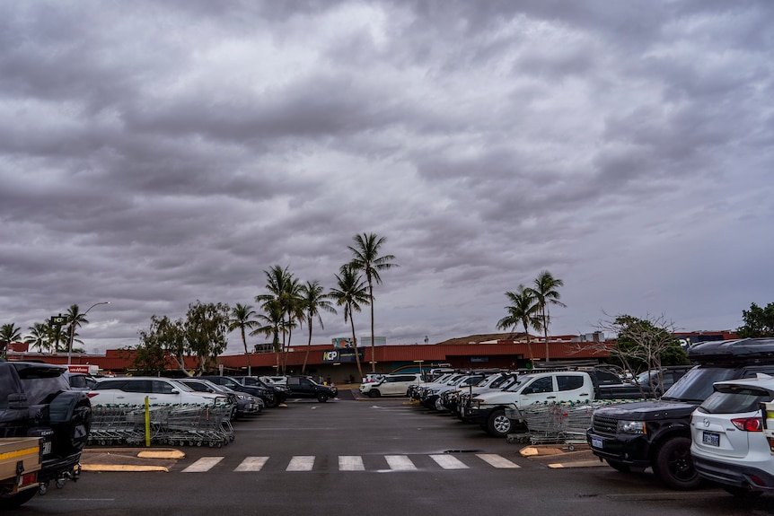 Cloudy hills and ocean ahead of cyclone impact