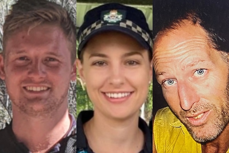 A composite of a young man, a young woman and a middle aged man.