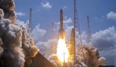 On Feb. 12th, the Ariane 64 launched from Europe's Spaceport, carrying 32 Amazon Leo satellites. Credit: Arianespace.com