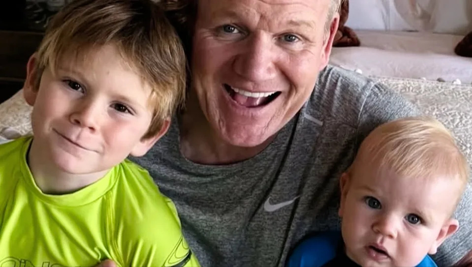 Gordon Ramsay and his sons Oscar and Jesse James