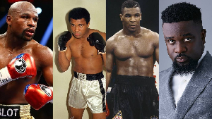 L-R Floyd, Ali, Tyson and Sarkodie