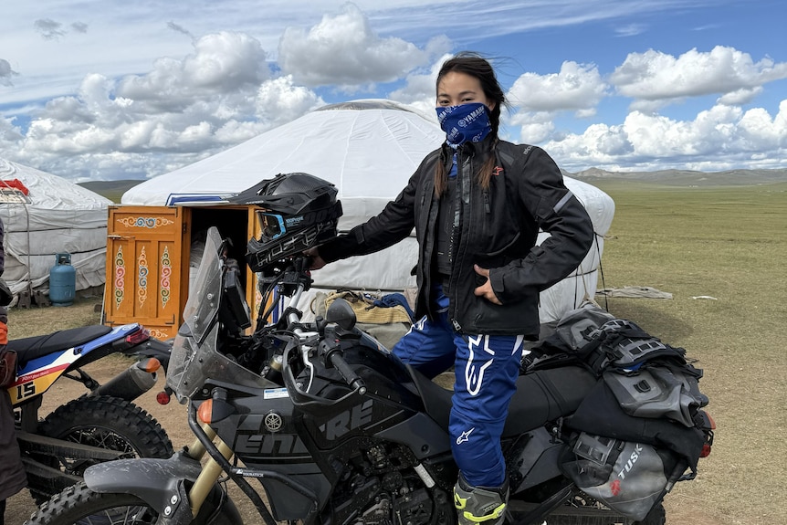 Enk-Erdene Ord-Erdene on a motorcyle