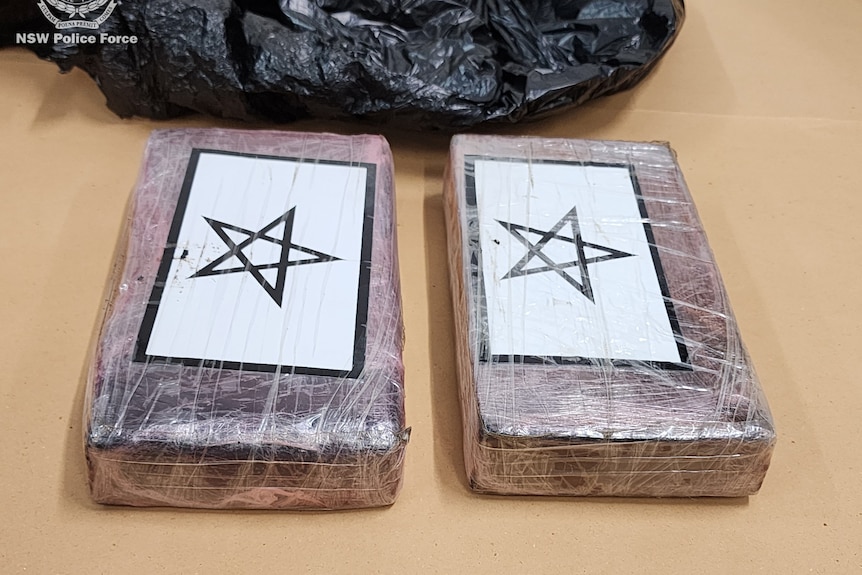 Bricks of cocaine laid on a table.