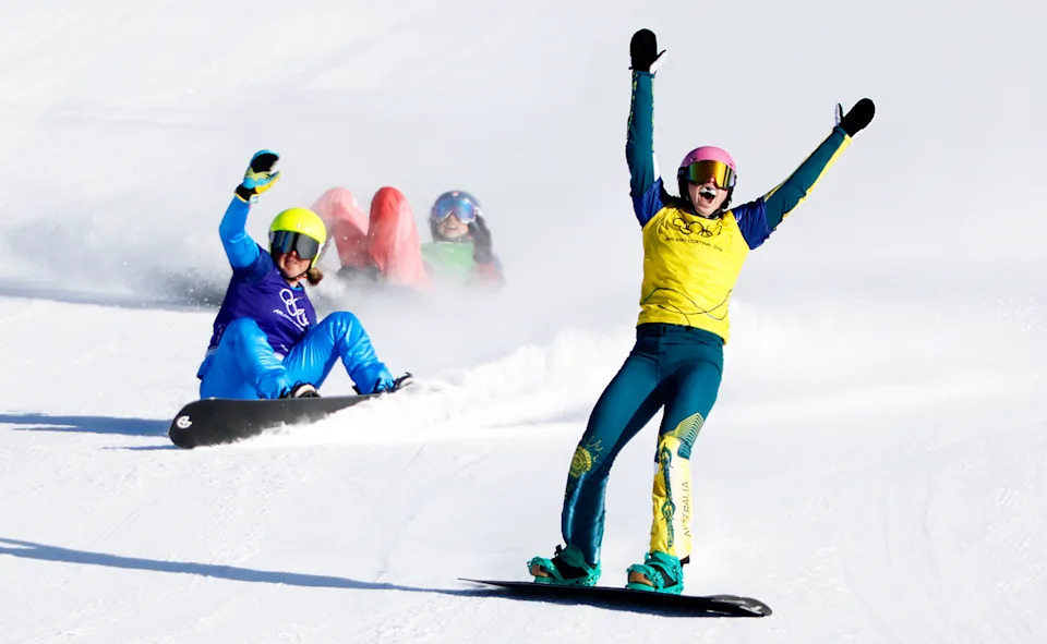 Josie Baff, pictured here celebrating after crossing the finish-line first.