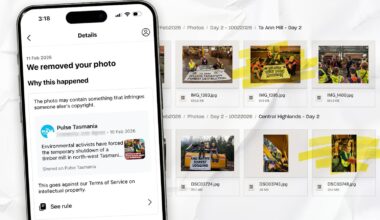 Bob Brown Foundation uses copyright complaint to censor news coverage of its own protest