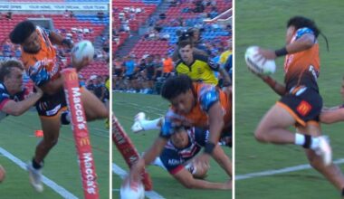Wests Tigers vs Sydney Roosters score, Heamasi Makasini, try of the year contender, video