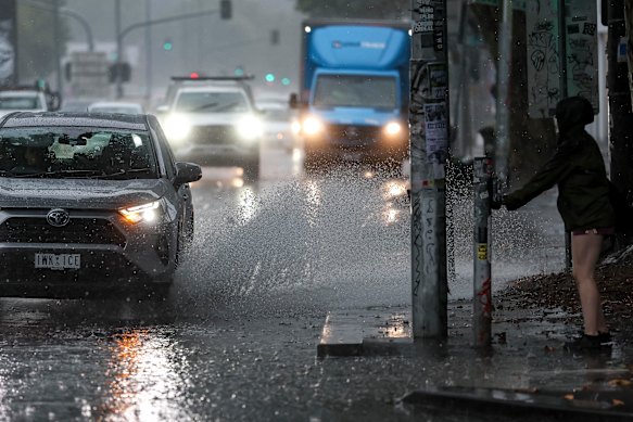 Making a splash on Johnston Street, near Hoddle Street.  