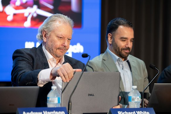 WiseTech’s billionaire founder Richard White and chief executive Zubin Appoo.