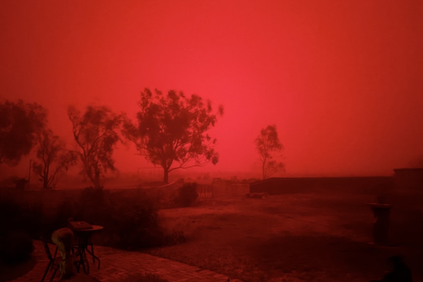 The sky turned red as a dust storm hit Kars Station 