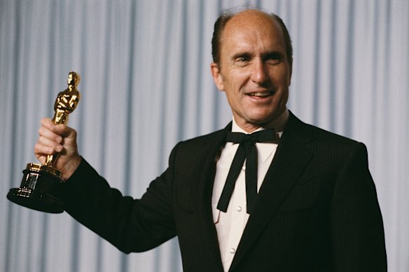 Actor Robert Duvall holds the Academy award he won in 1984 for Tender Mercies. 
